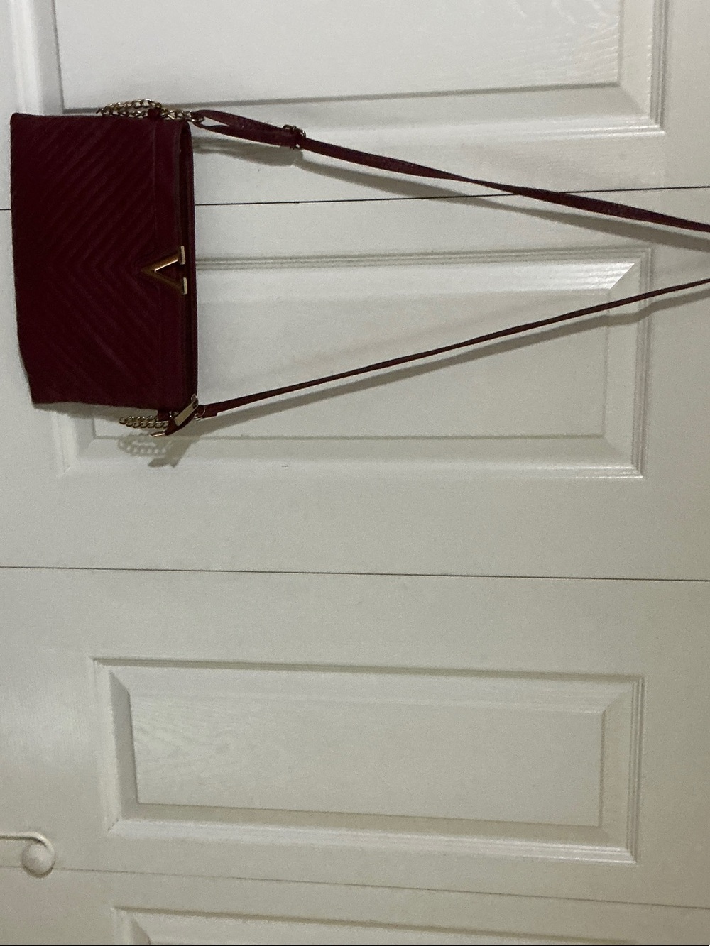 Quilted Crossbody Bag in Deep Wine with Gold Accent